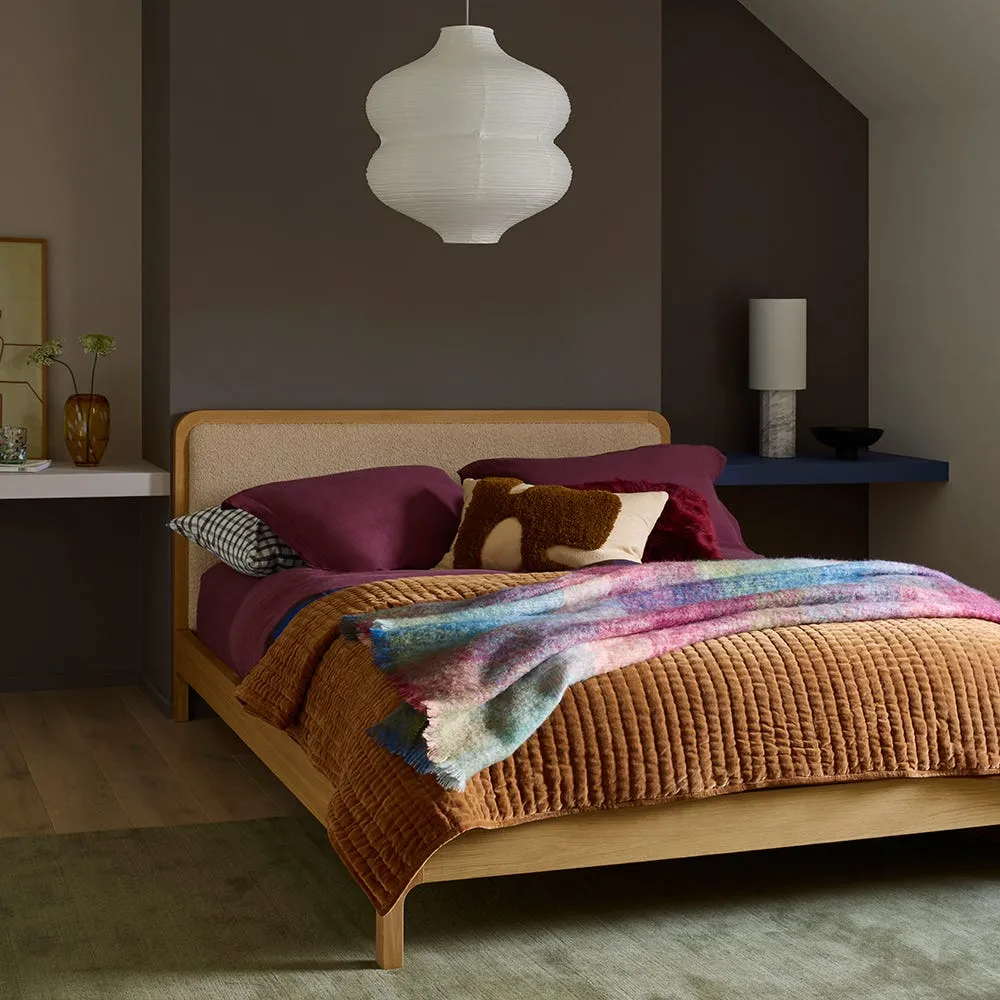 Heal's Kantha Velvet Bedspread Toffee 140 x 200cm 4