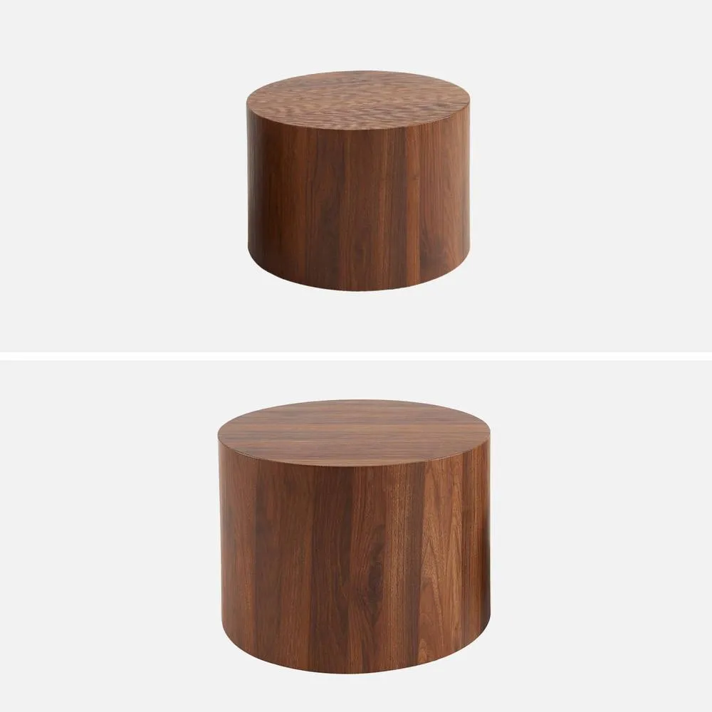 sweeek Set of 2 round nesting coffee tables wood effect in Dark Brown 6