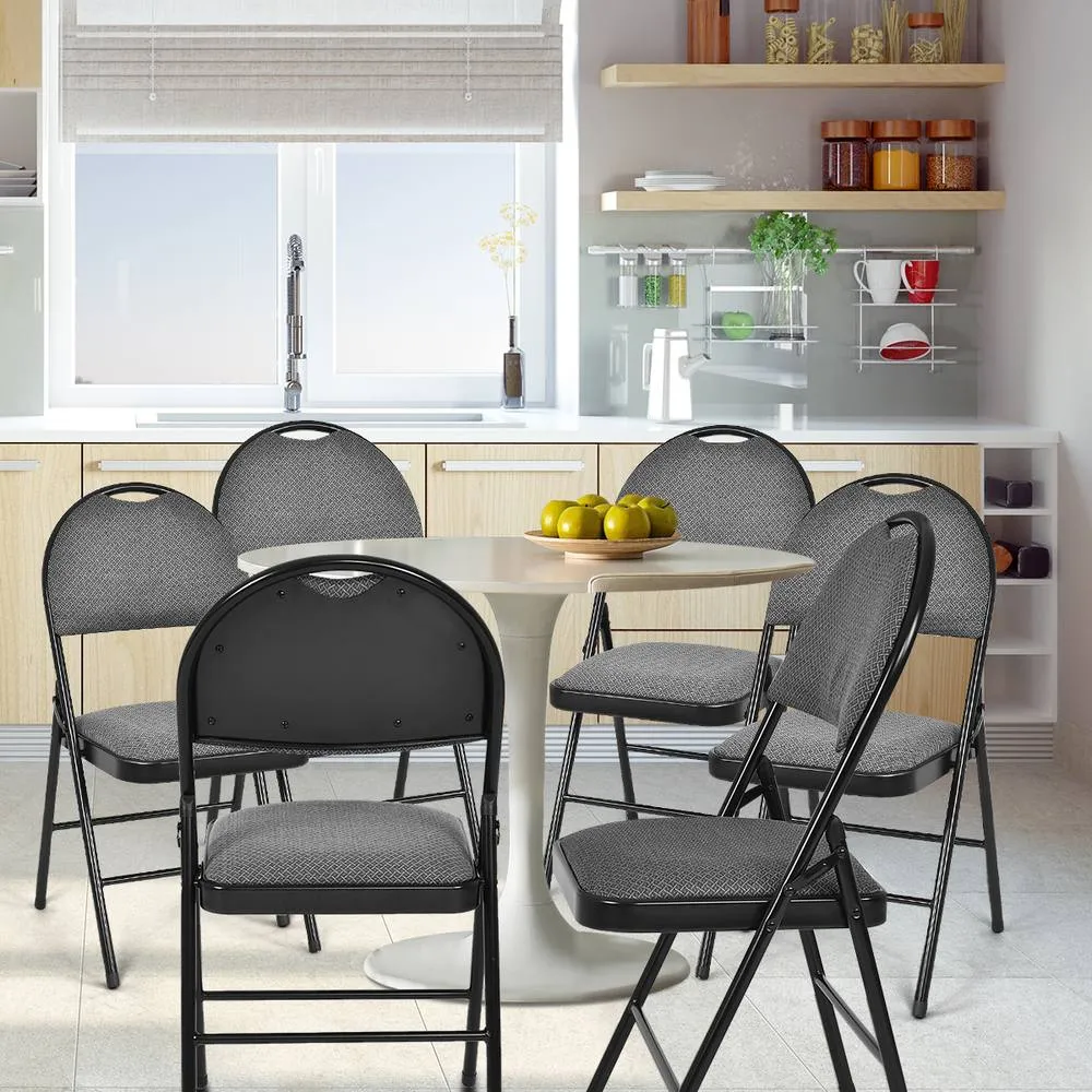 Costway Set of 6 Folding Chair Armless Padded Kitchen Dining Seat Portable Guest Chair in Grey 3