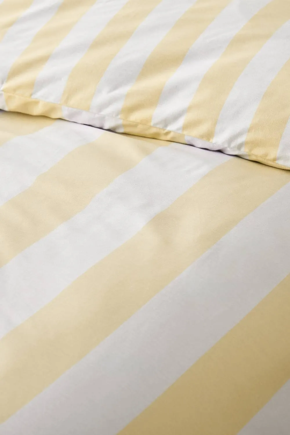 Catherine Lansfield 'Cove Stripe' Reversible Duvet Cover Set in Yellow 4