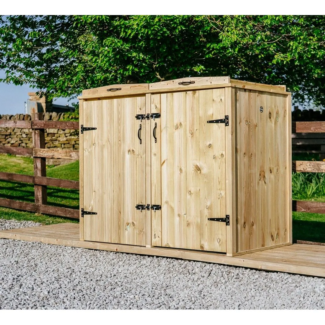 Buttercup Farm Chatburn Double Wheelie Bin Store, Timber - Fits 2 x 360L Wheelie Bins in Brown 6