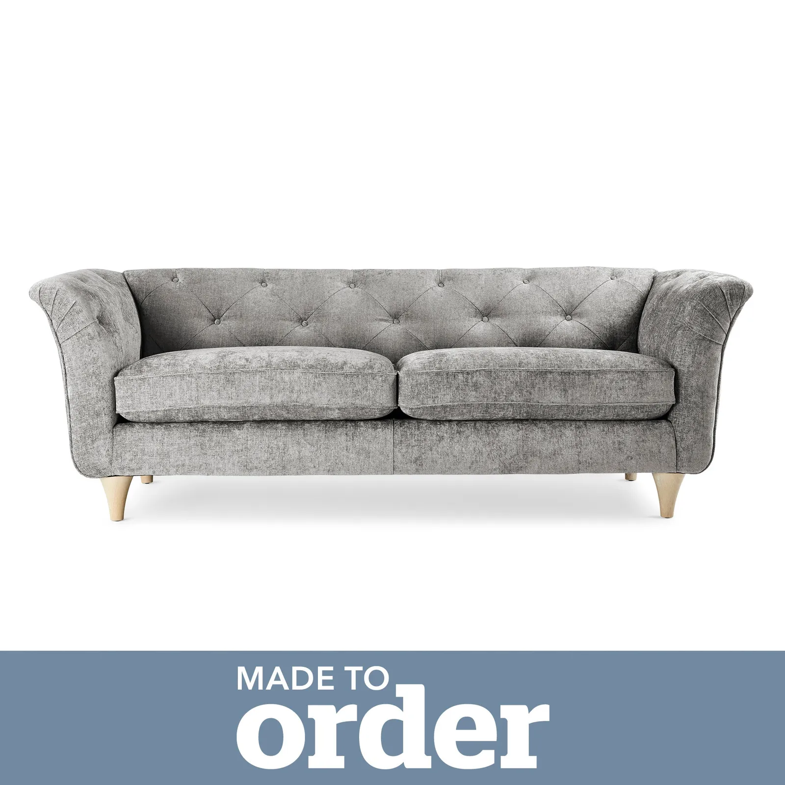 Jaipur 3 Seater Sofa Luxury Chenille Premium Chenille Grey