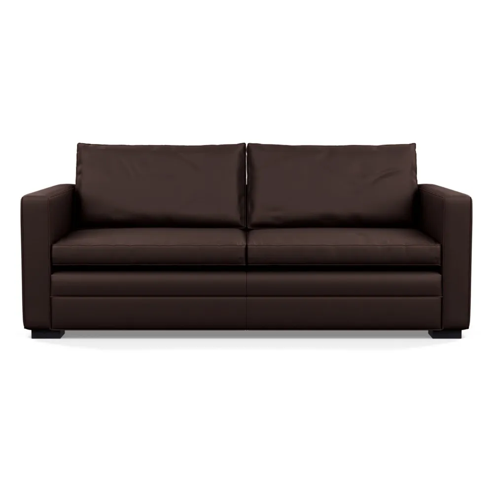 Heal's Palermo 3 Seater Sofa Leather Grain Chocolate 066 Black Feet 1