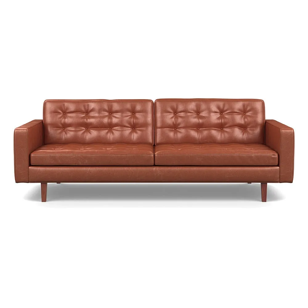 Heal's Hepburn 4 Seater Stonewash Leather Light Brown 274 Walnut Feet 1