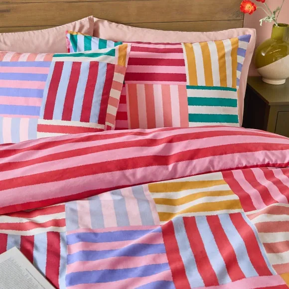 furn Ana Stripe Reversible Duvet Set Single, Multi 2