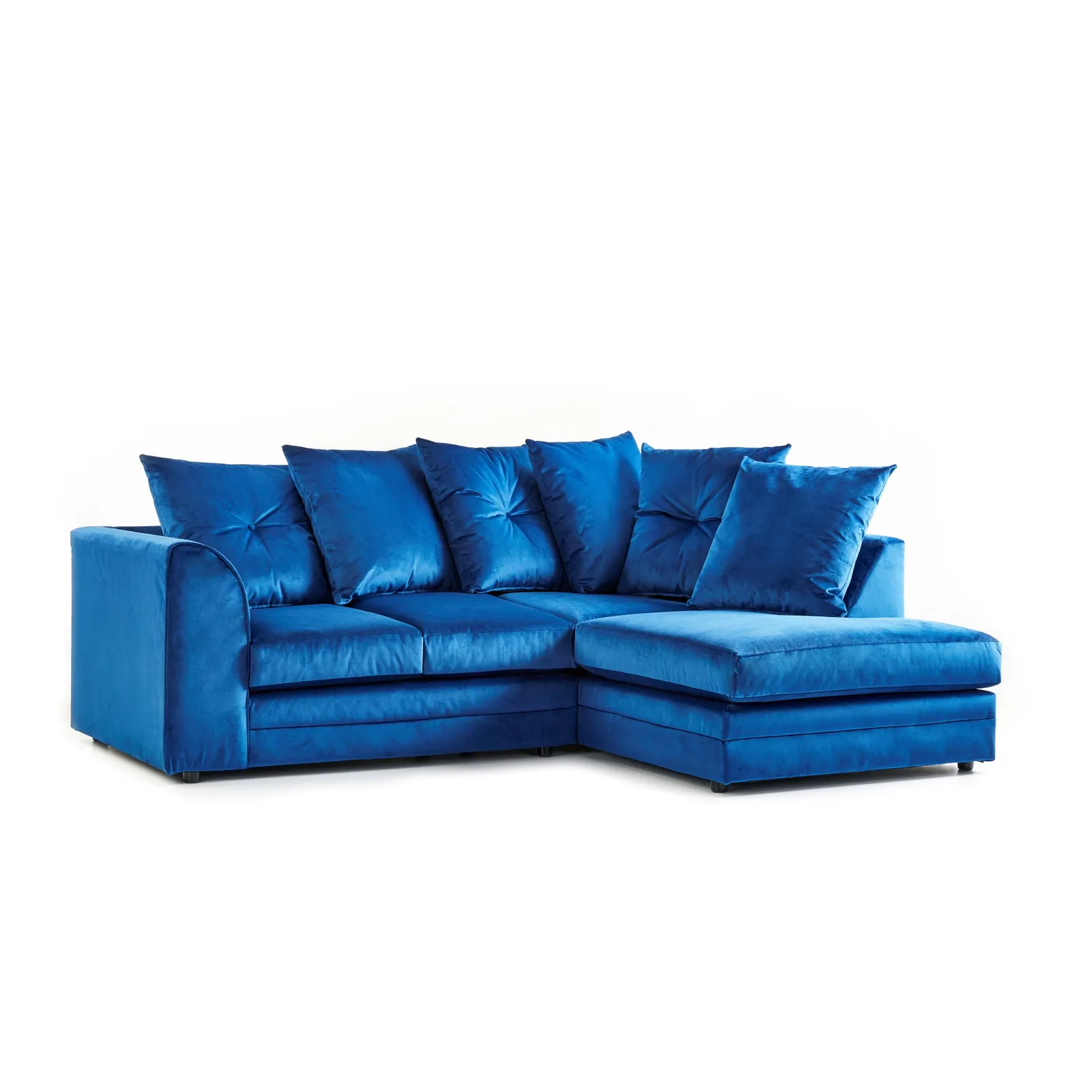 Blake Right Hand Velvet Corner Sofa Blue