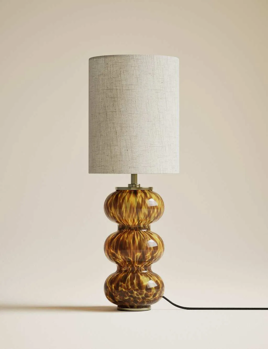 M&S Tortoise Shell Glass Twist Base Table Lamp Brown