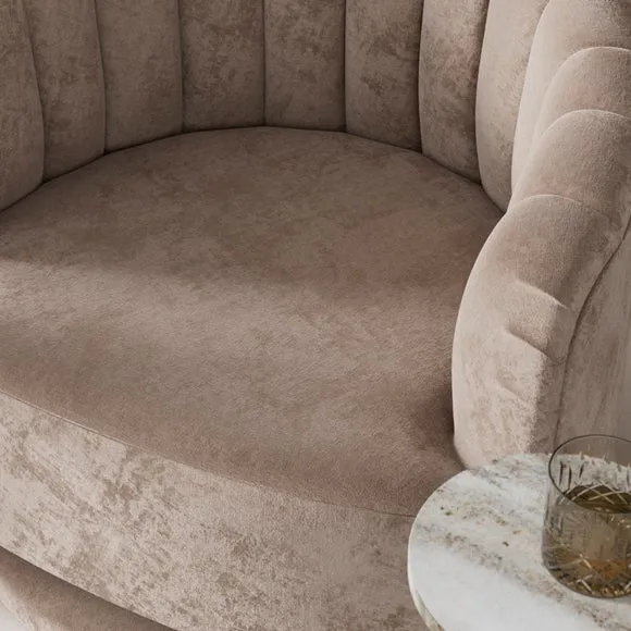 Elena Luxe Chenille Scalloped Swivel Chair 3