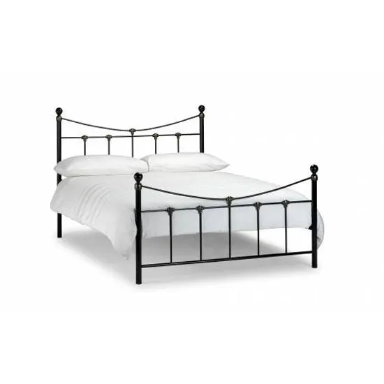 Ramy 135cm Metal Bed In Satin Black With Antique Gold Highlights