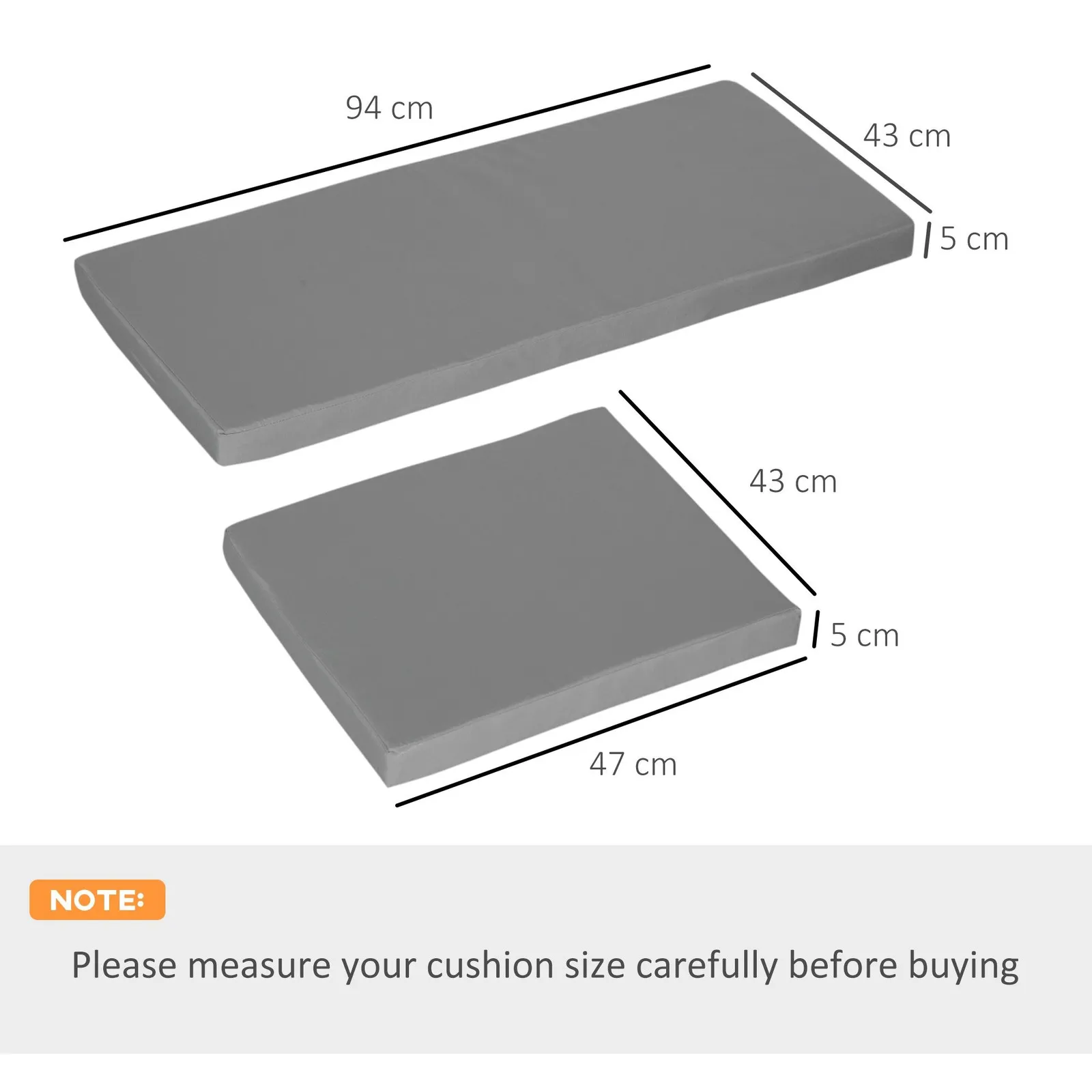OUTSUNNY 3PCs Rattan Garden Seat Cushions Pads for Patio Furniture in Dark Grey 2