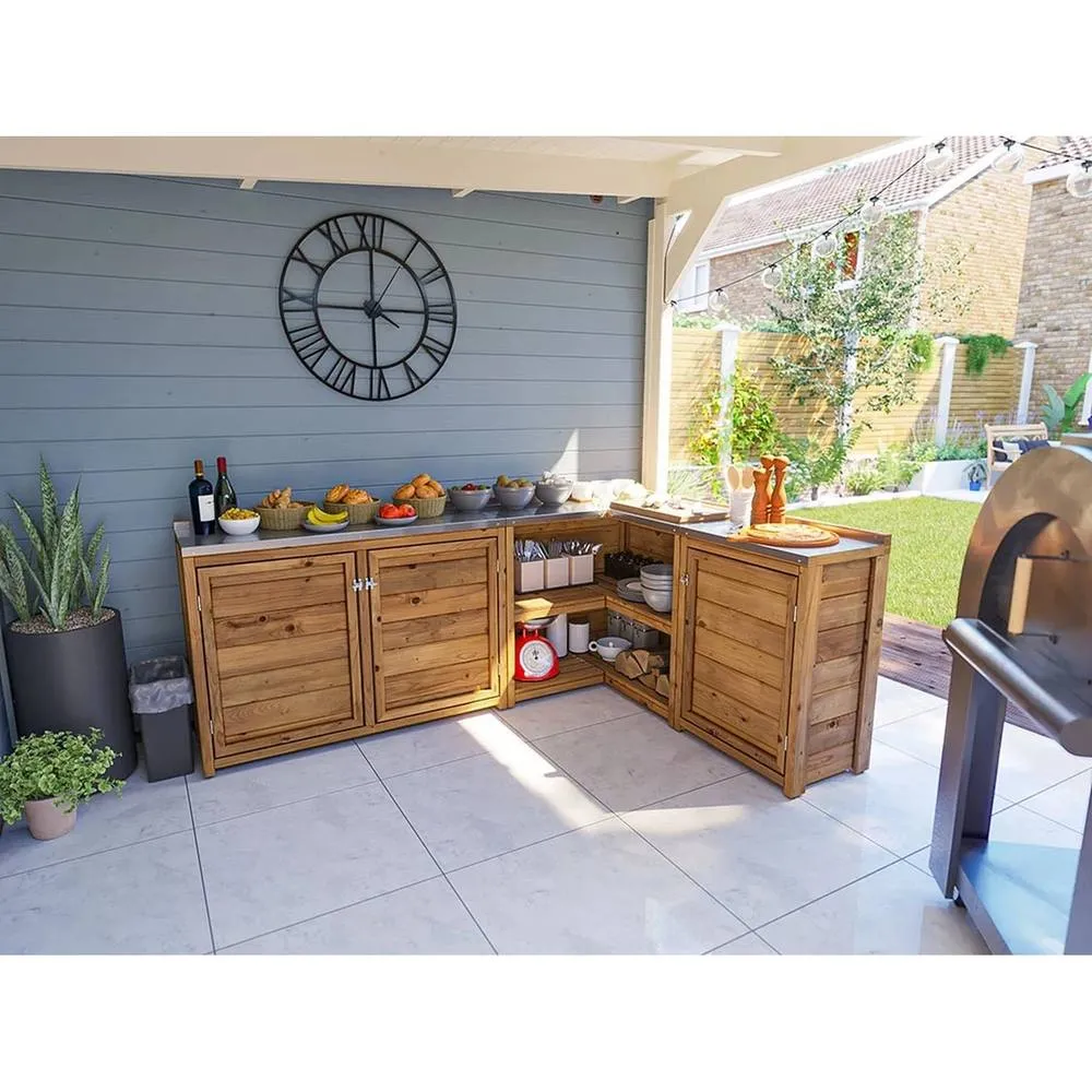 Dunster House Garden Kitchen Unit W2m x D1.5m / W7' x D5' UNIT III in Brown 5