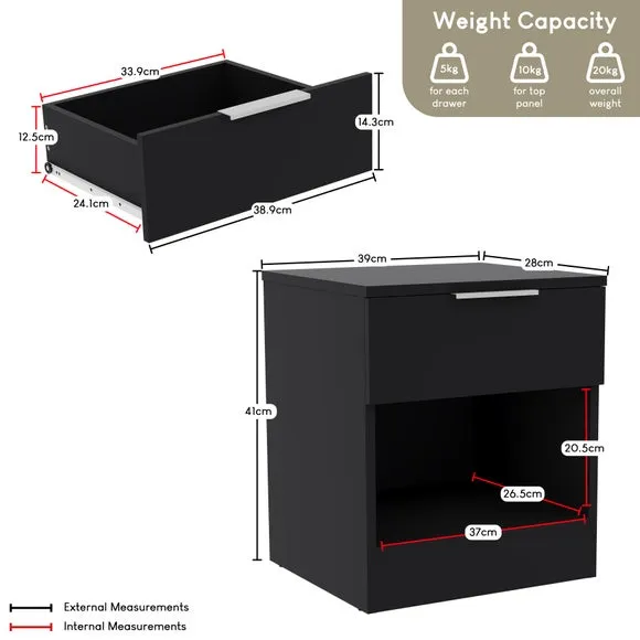 Hayes 1 Drawer Bedside Table 6