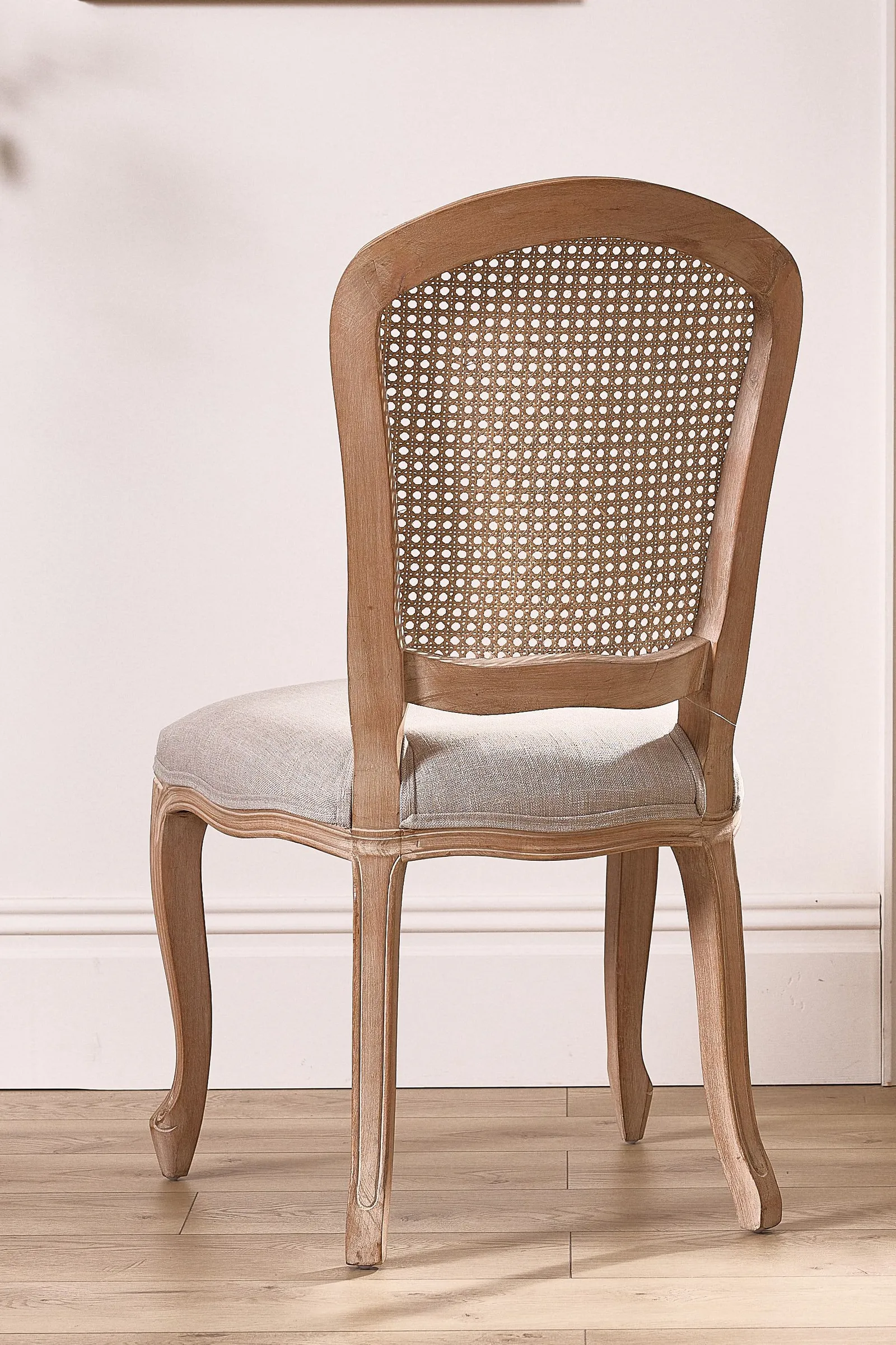 Dibor Set of 4 Rustic Vintage Loire Solid Wood Frame Home Furniture Rattan Back Dining Chairs in Grey 3
