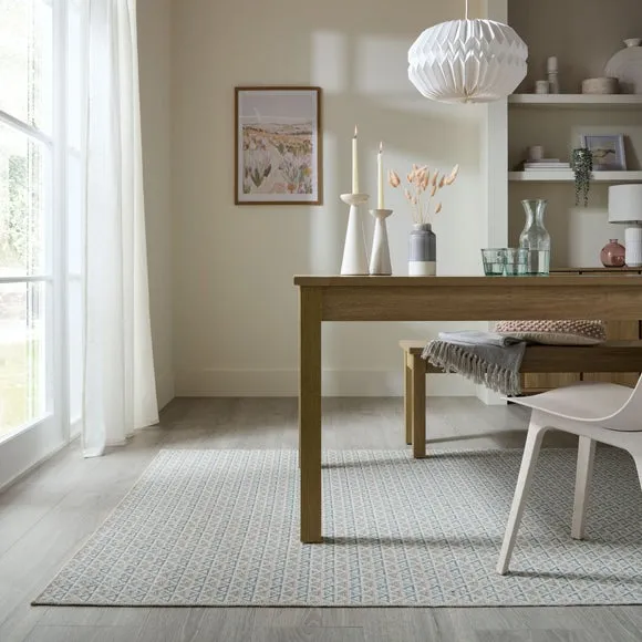 Geo Diamond Woven Washable Rug 1