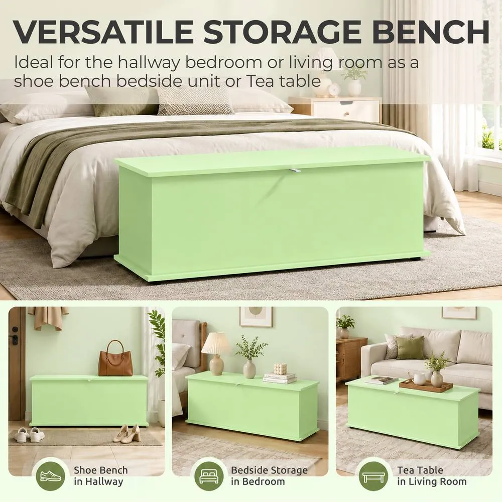 HOMCOM Storage Chest With Lid, 114L Storage Box, Green 4