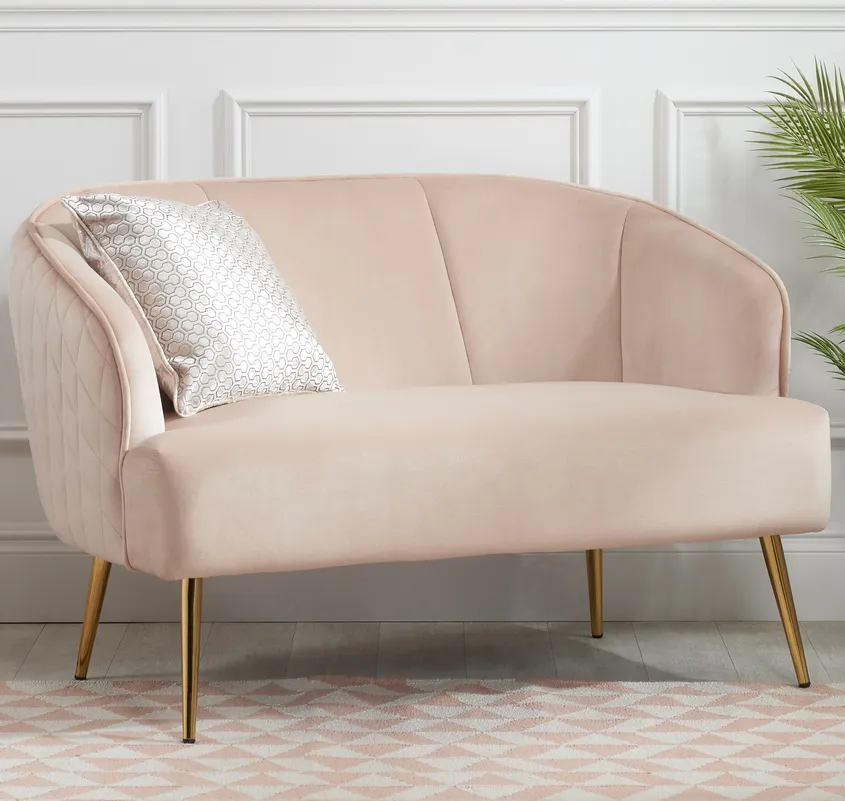 Bella Pink Fabric 2 Seater Sofa