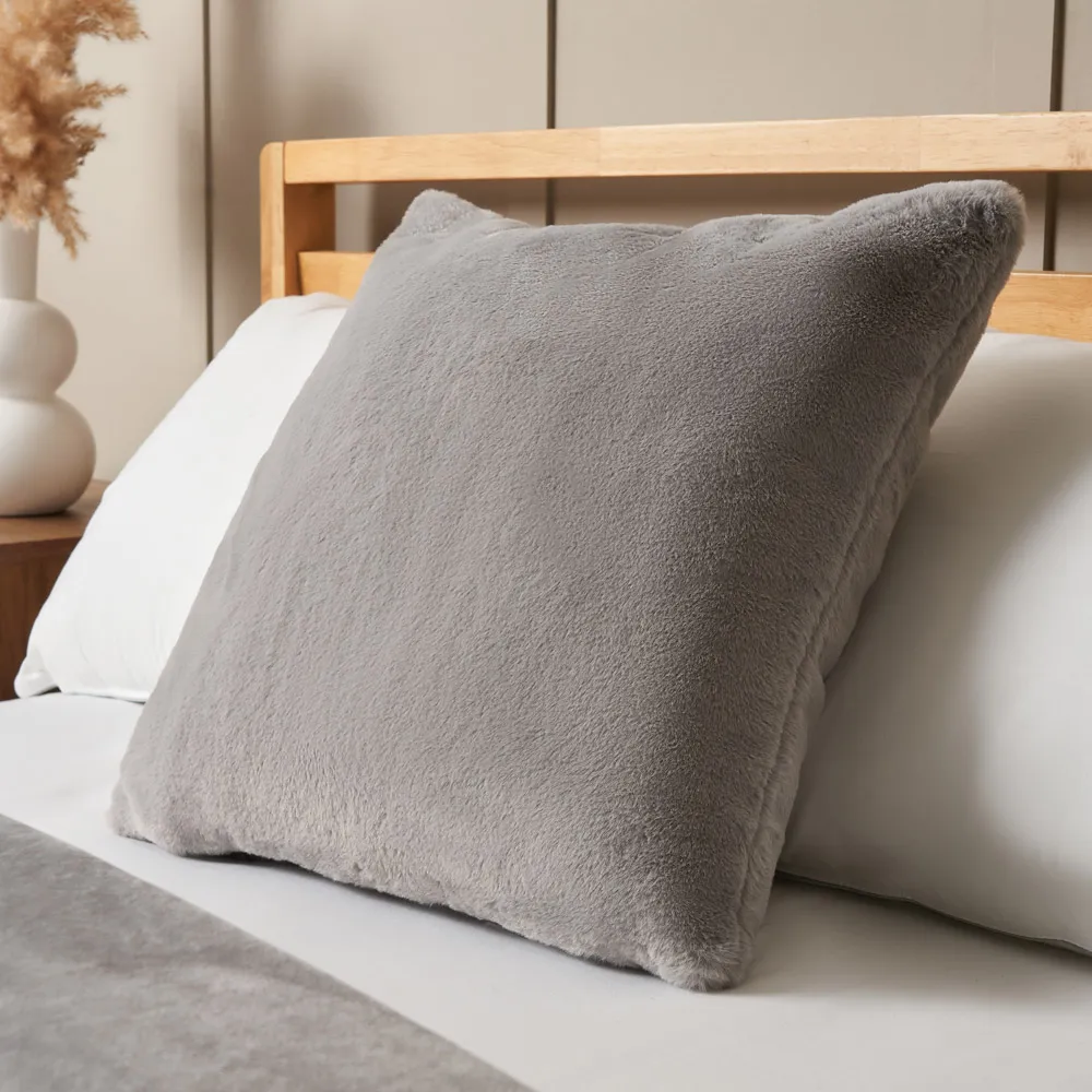 Faux Fur Cushion, Grey 1