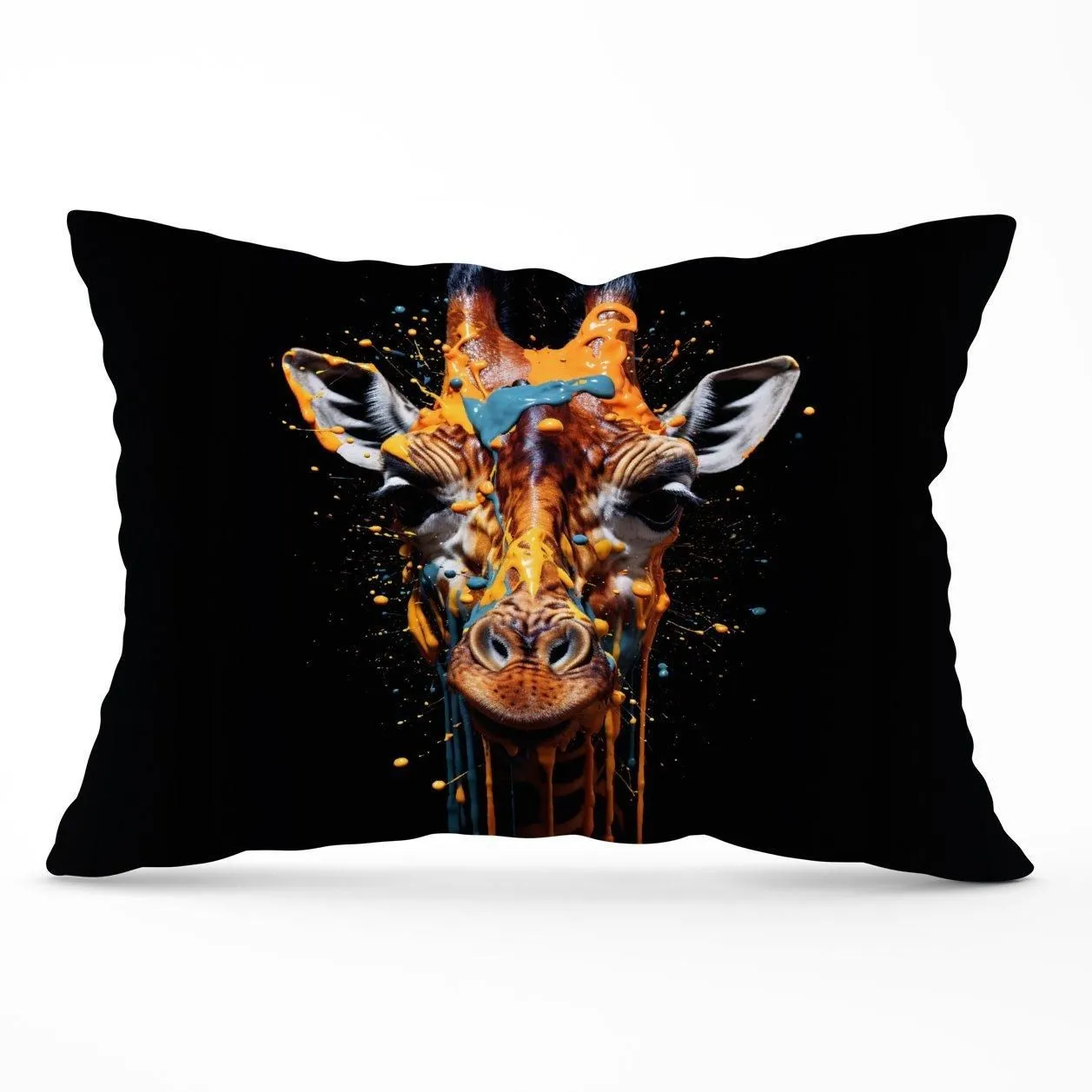 Warren Reed - Designer Giraffe Face Splashart Cushions in Orange
