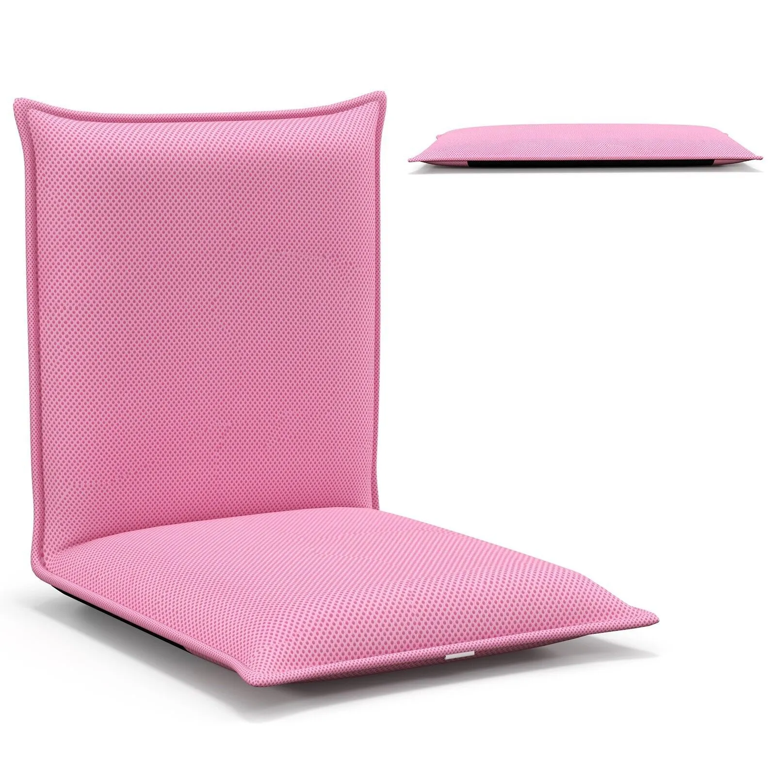 Costway Lazy Sofa Floor Chair Foldable Gaming Chair Recliner With 6 Adjustable Positions in Pink