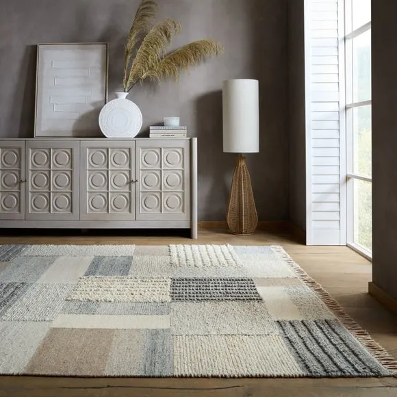 Tonal Patchwork Wool Rug 1