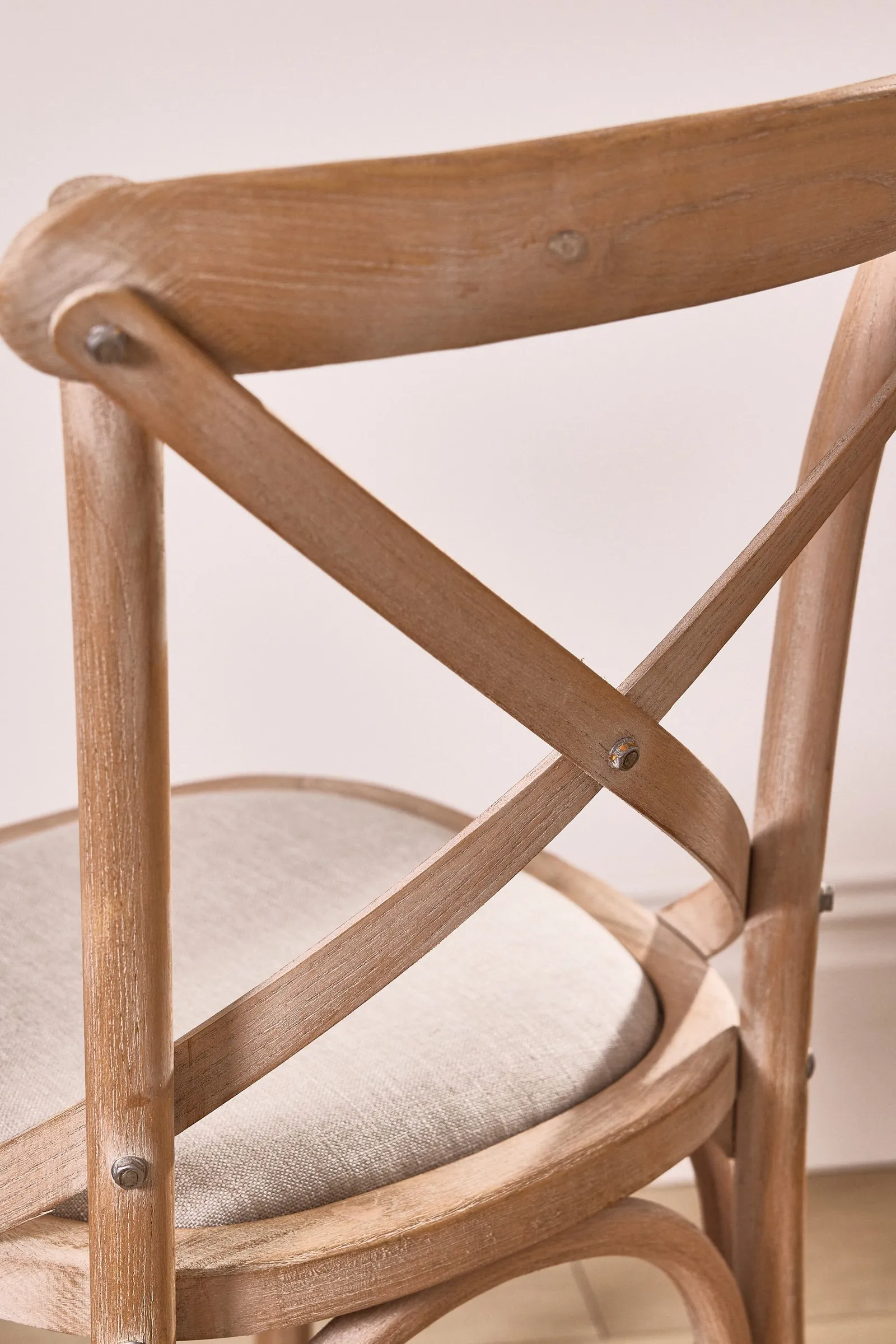 Dibor Set of 2 Rustic Vintage Nemours Solid Wood Frame Home Furniture Dining Chairs in Natural 5