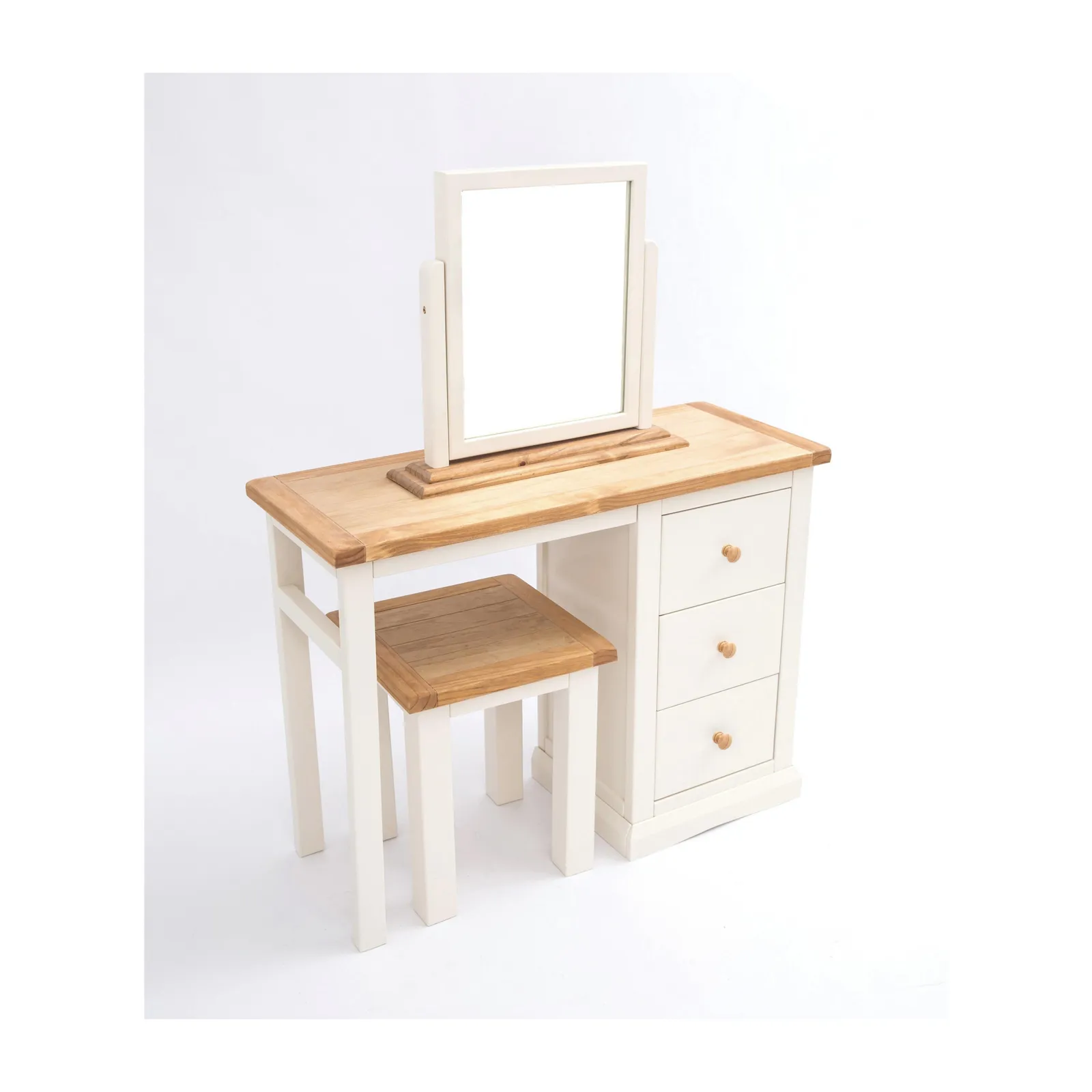 Cabinet Bits Castelli 3 Drawer Dressing Table Set Wood Knob in Off-White 3