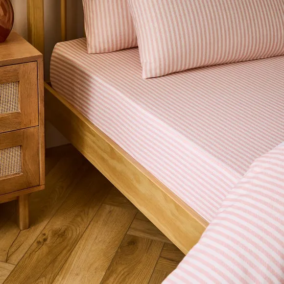 Camille Stripe 100% Brushed Cotton Fitted Sheet 1