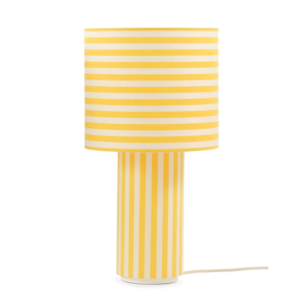 Heal's Raie Fabric Table Lamp Yellow/White 2