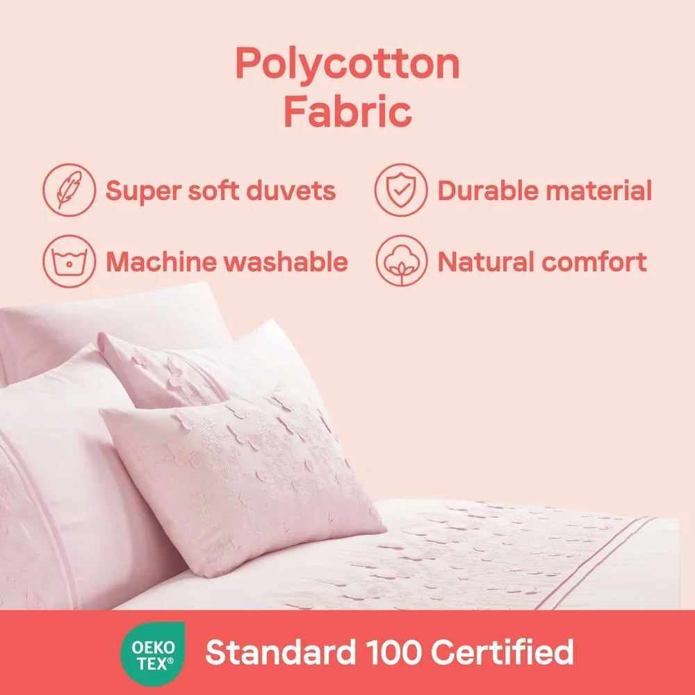 Rapport Home Papillon Polycotton Duvet Cover Set with Pillowcase in Dusty Pink 6