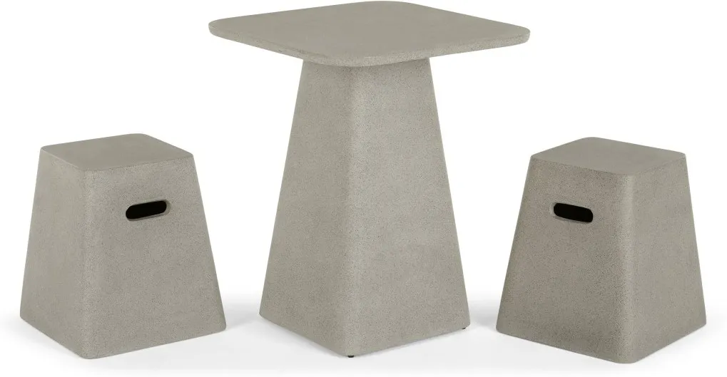 Kalaw Garden Bistro Table and Set of 2 Stools, Concrete