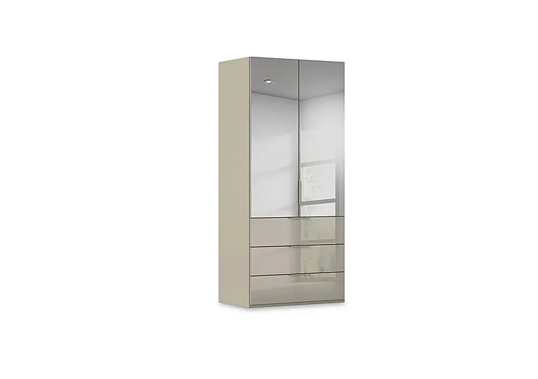 Haven 101cm 2 Door Combi Wardrobe with Mirror Doors and Glass Drawers