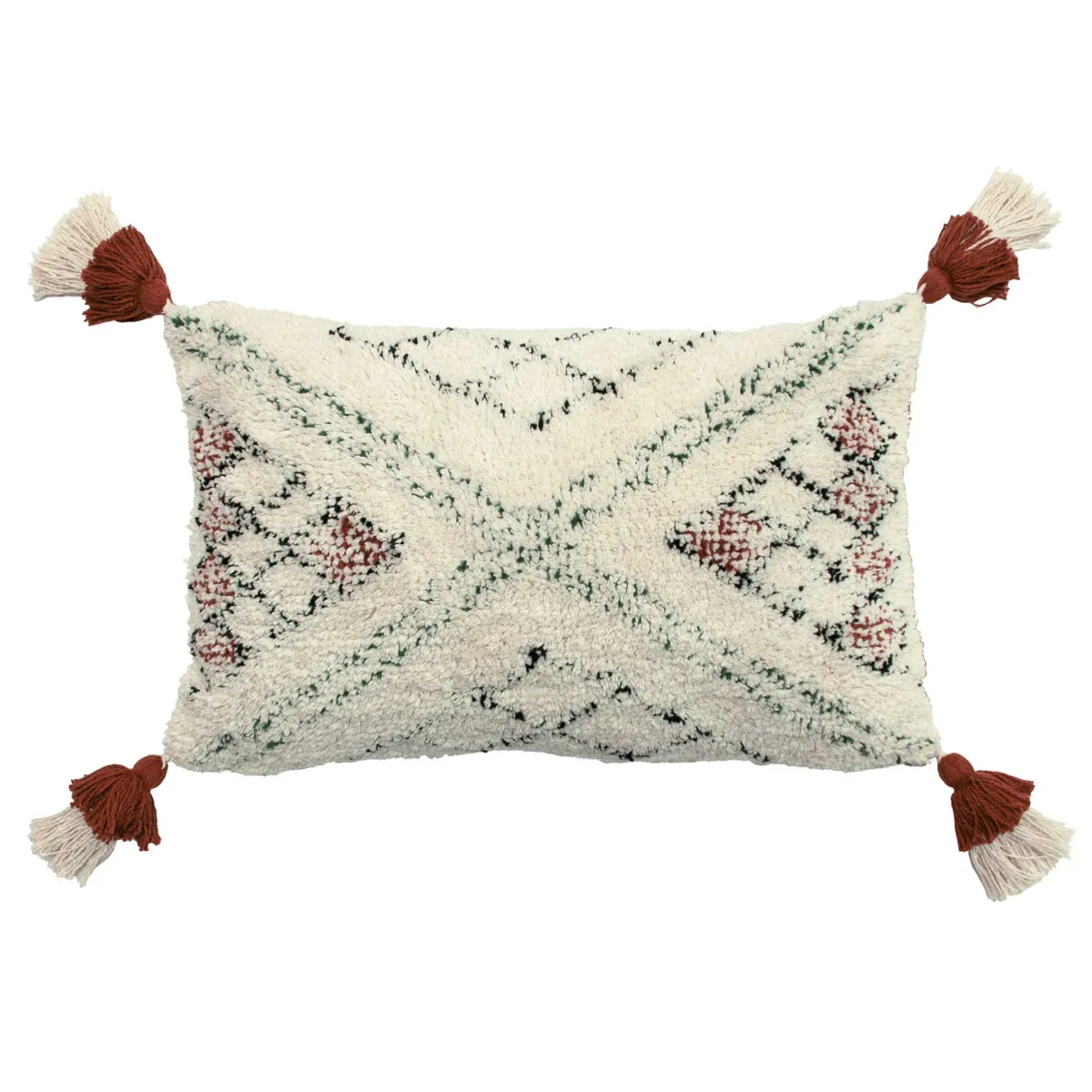 Tufted and Tassel Cushion, Brick