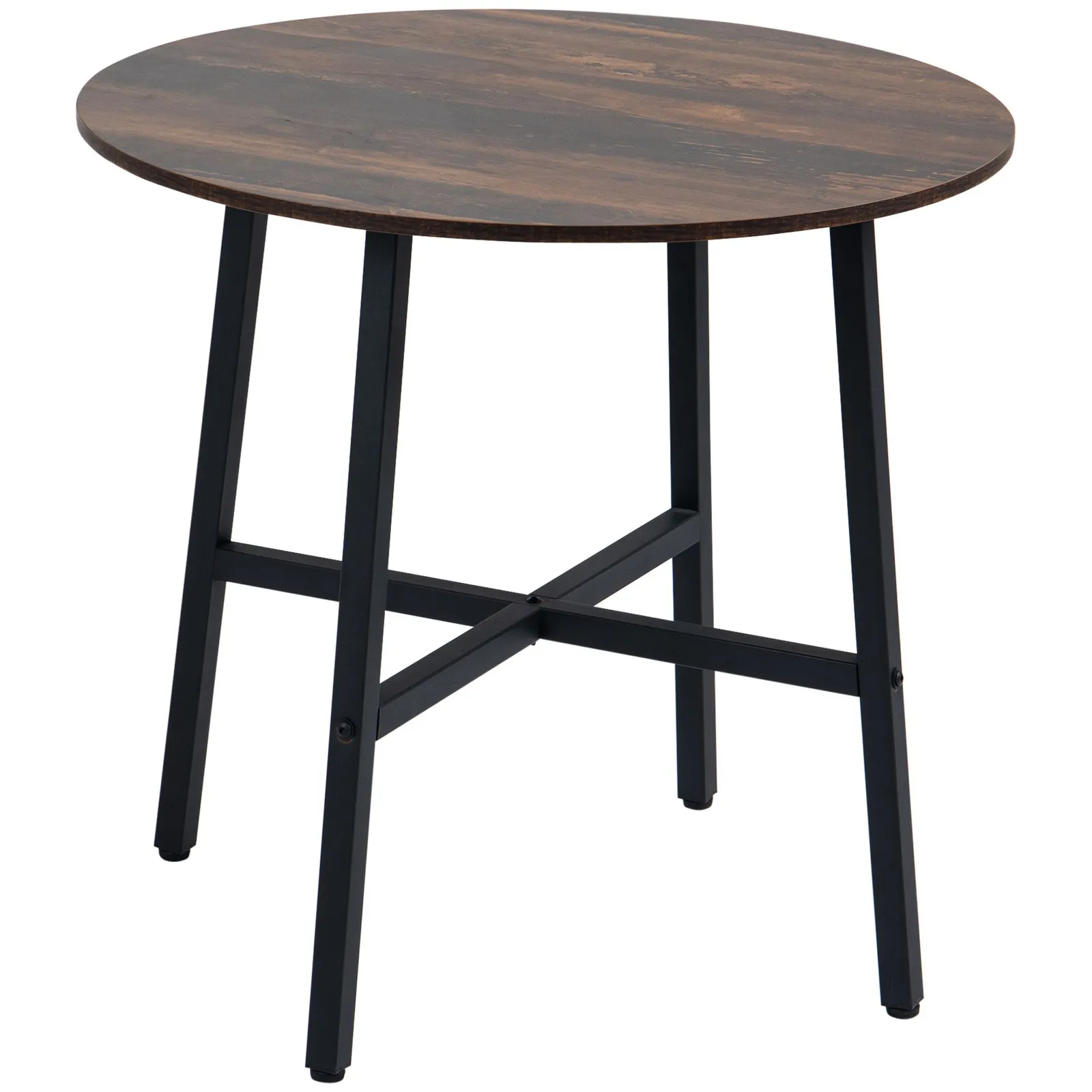 HOMCOM Dining Room Table for 4 People, Industrial Kitchen Table Steel Base in Brown 2