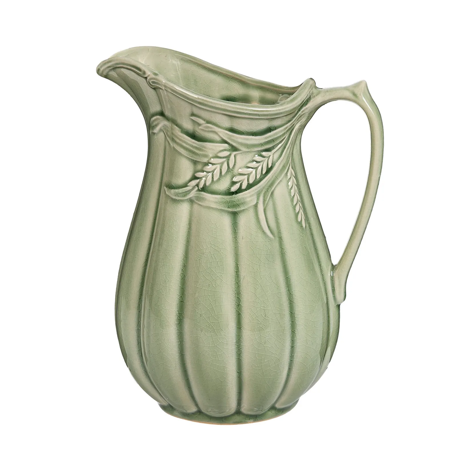 Dibor Traditional Green Ceramic Table Decor Flower Jug Pitcher 2