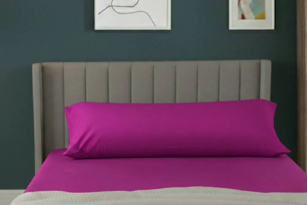 Snug City Bolster Support Pillow Pillowcase Plain Dyed Pillow Linen Easy Care in Fuchsia