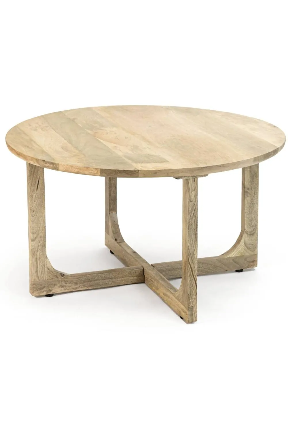IH Design Bathwick Natural Solid Mango Wooden Round Coffee Table in Light Brown 3