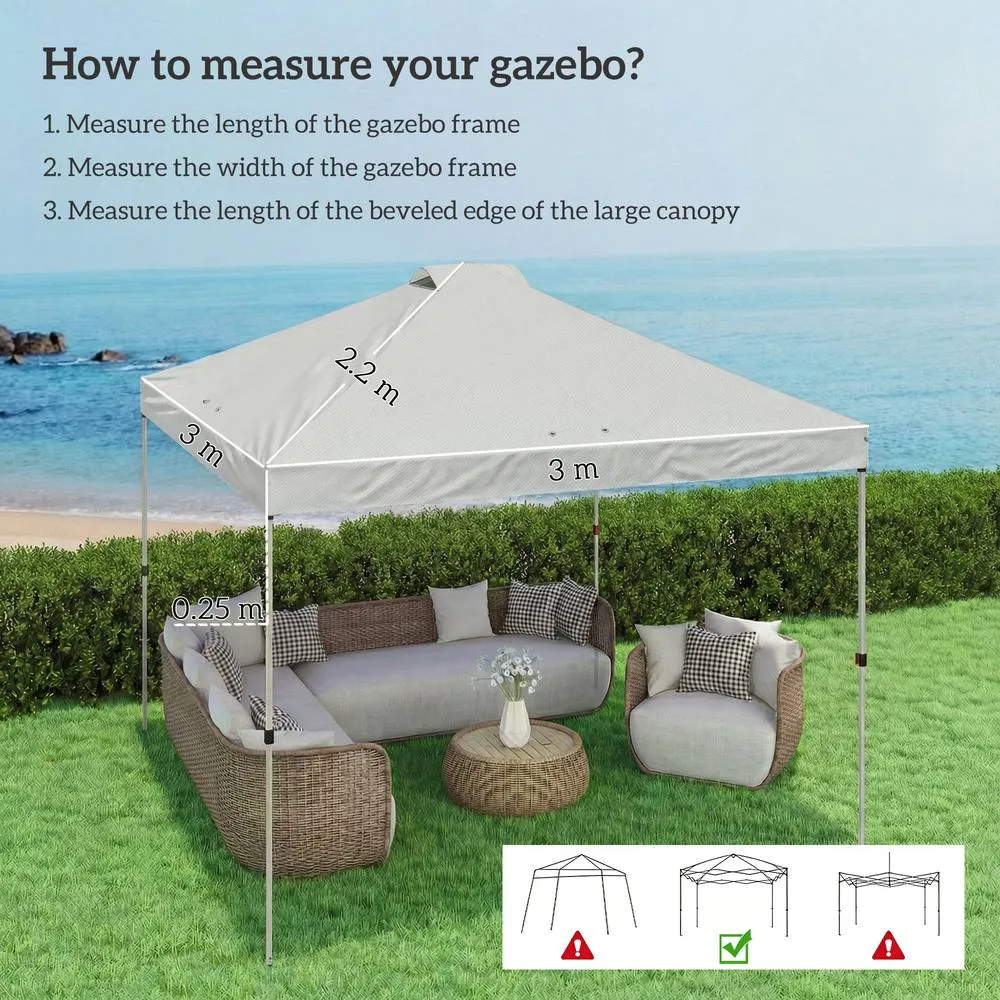 OUTSUNNY Gazebo Roof Replacement UV50+ Waterproof for 3 x 3 m Frame in White 3