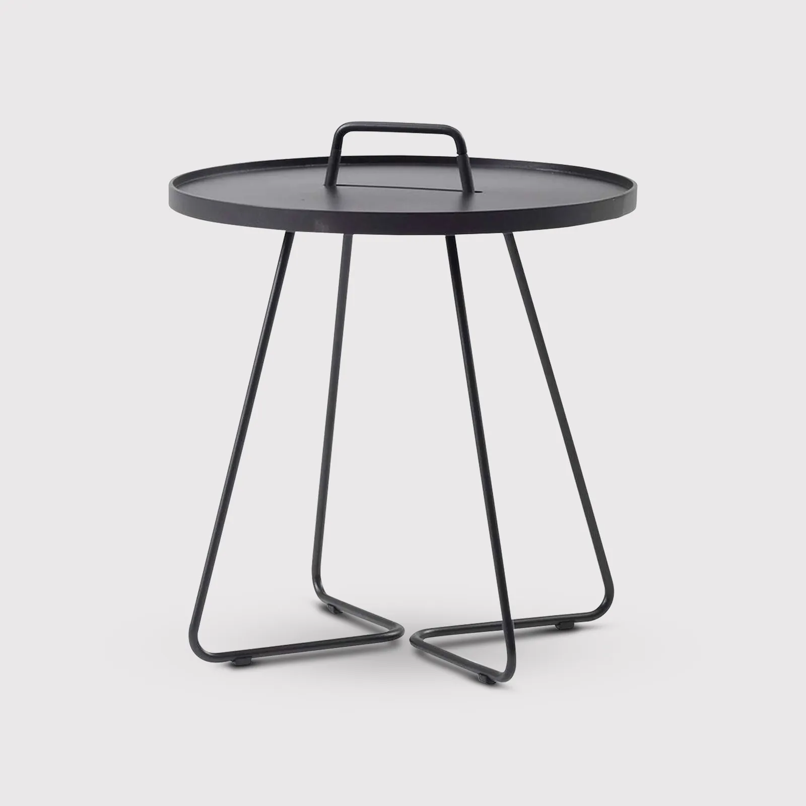 Cane Line On The Move Large Side Table, Round, Black Metal | Barker & Stonehouse