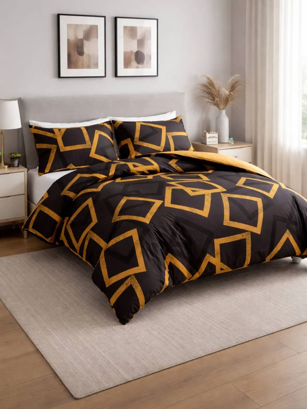 Grace Double Brushed Duvet Cover King Size Supersoft with Zipper Closure in Gold