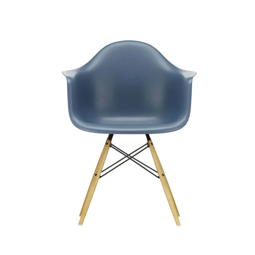Vitra Eames DAW Armchair New Height Sea Blue Golden Maple Base 2