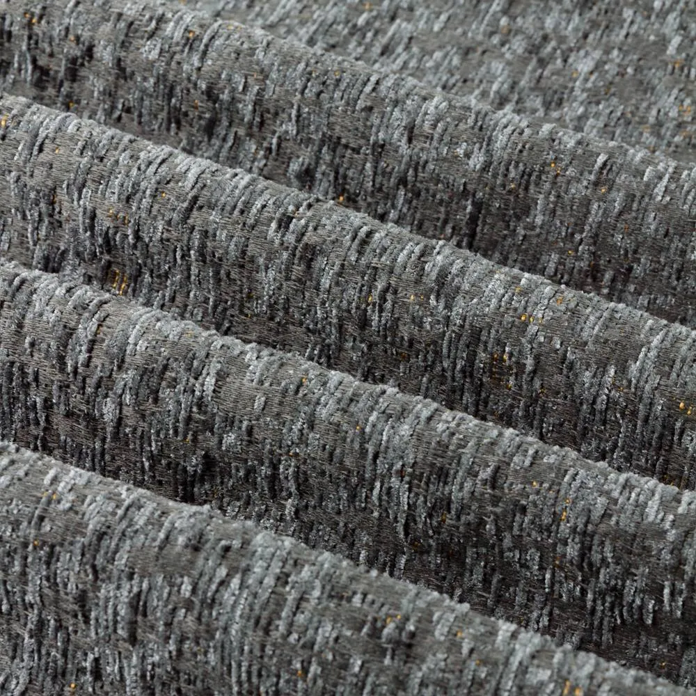 Paoletti Galaxy Velvet Chenille Eyelet Curtain Pair in Charcoal 6
