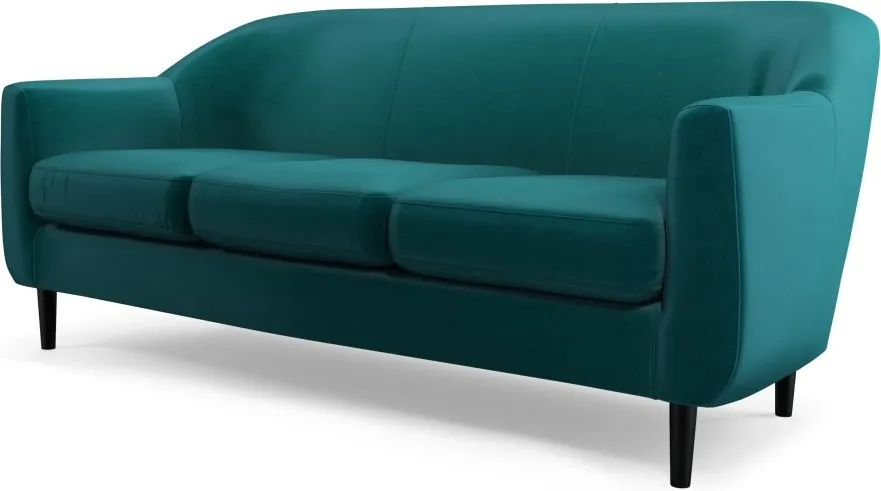 Custom MADE Tubby 3 Seater Sofa, Tuscan Teal Velvet with Black Wood Leg