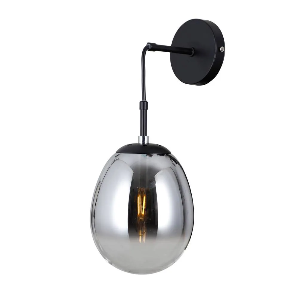 Netlighting Meolo Globe Wall Lamp Matt Black with Smoked Shade 5