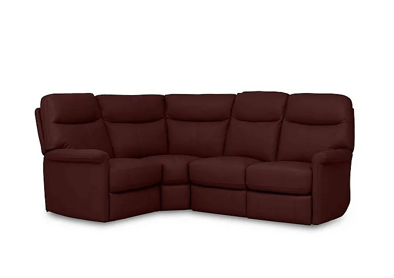 Compact Collection Lille Leather Left Hand Facing Corner Sofa - BV Deep Red