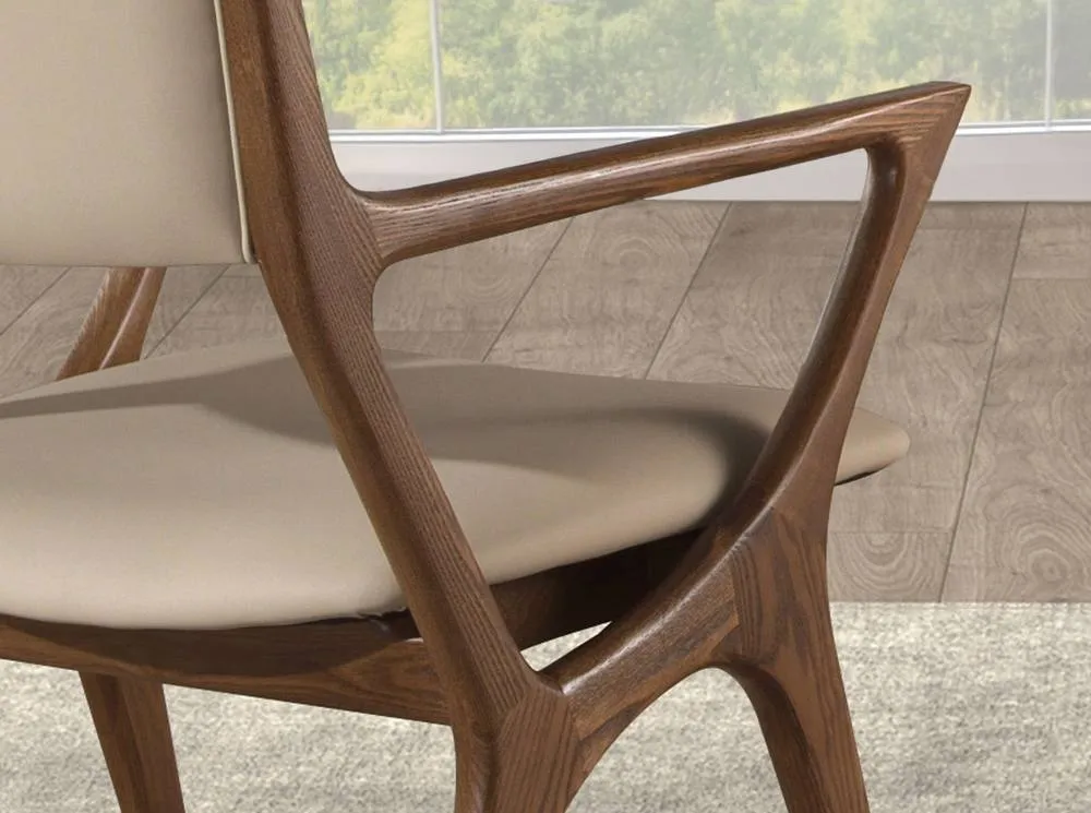 Angel Cerda Mink Leatherette Dining Chair with Walnut-Coloured in Beige 5