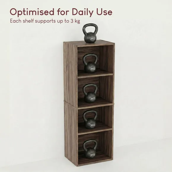 Return - Oxford 4 Tier Cube Bookcase, Walnut Effect 6