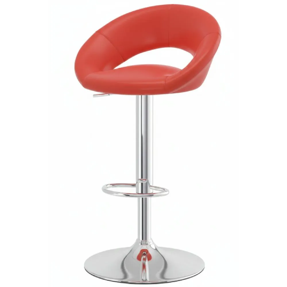 netfurniture Serene Red Padded Kitchen Breakfast Bar Stool Height Adjustable