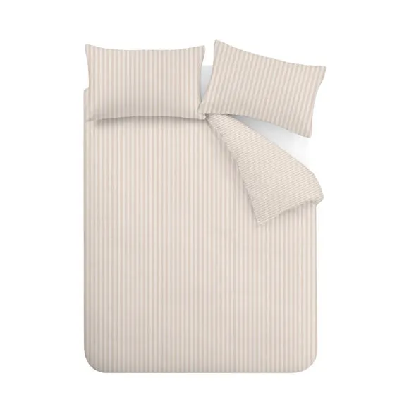 Catherine Lansfield Epping Textured Stripe Reversible Polycotton Duvet Cover & Pillowcase Set 6