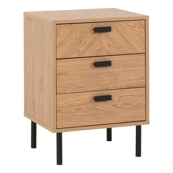 Barker 3 Drawer Bedside Table, Oak Effect 2