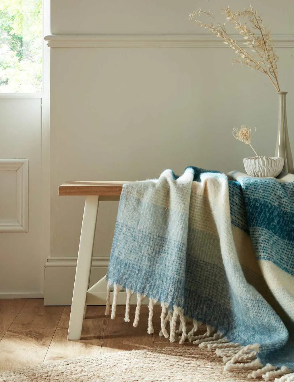 Laura Ashley Ortonby Throw Blue Mix